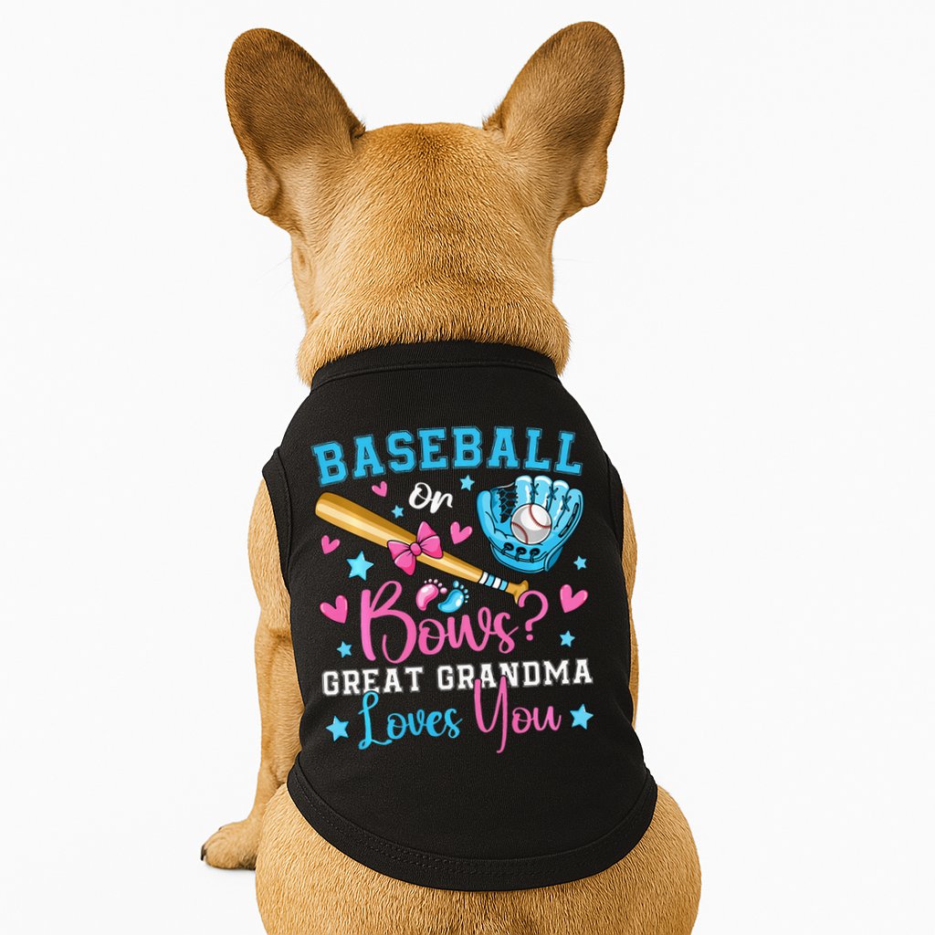 Baseball or Bows Great Grandma Loves You Cute Gender Reveal Doggie Tank