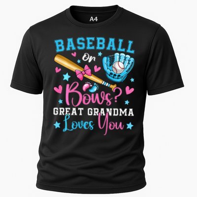 Baseball or Bows Great Grandma Loves You Cute Gender Reveal Cooling Performance Crew T-Shirt
