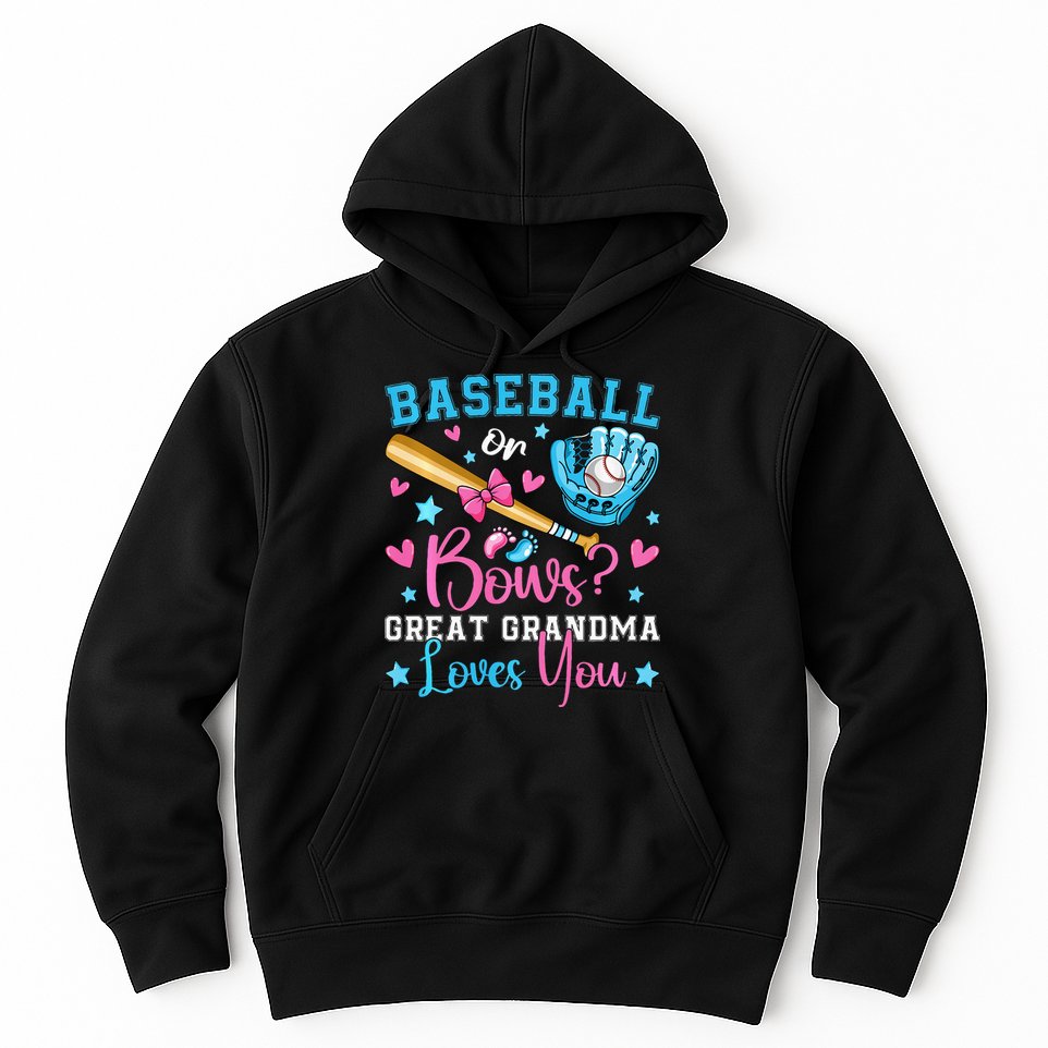 Baseball or Bows Great Grandma Loves You Cute Gender Reveal Hoodie