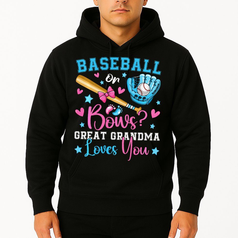 Baseball or Bows Great Grandma Loves You Cute Gender Reveal Hoodie