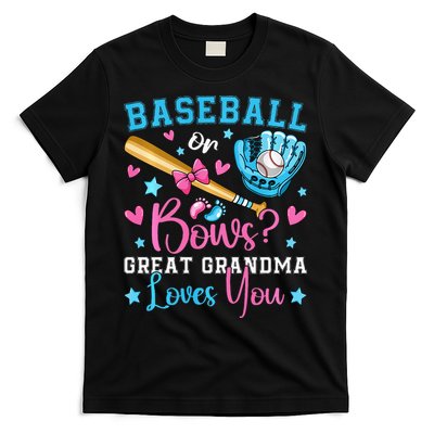 Baseball or Bows Great Grandma Loves You Cute Gender Reveal T-Shirt