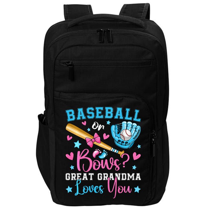 Baseball or Bows Great Grandma Loves You Cute Gender Reveal Impact Tech Backpack