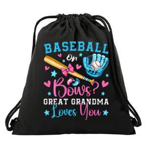 Baseball or Bows Great Grandma Loves You Cute Gender Reveal Drawstring Bag