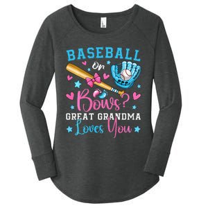 Baseball or Bows Great Grandma Loves You Cute Gender Reveal Women's Perfect Tri Tunic Long Sleeve Shirt