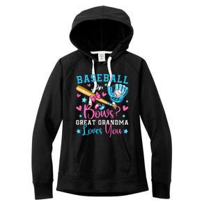 Baseball or Bows Great Grandma Loves You Cute Gender Reveal Women's Fleece Hoodie