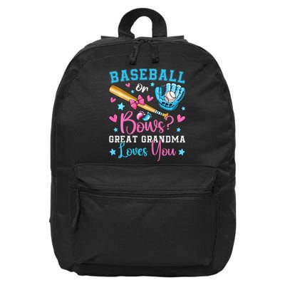 Baseball or Bows Great Grandma Loves You Cute Gender Reveal 16 in Basic Backpack