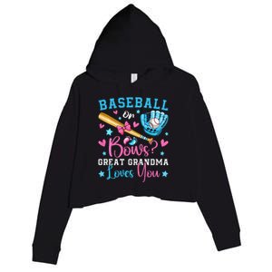 Baseball or Bows Great Grandma Loves You Cute Gender Reveal Crop Fleece Hoodie