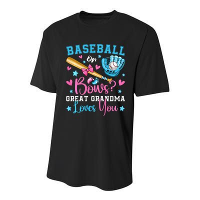 Baseball or Bows Great Grandma Loves You Cute Gender Reveal Youth Performance Sprint T-Shirt