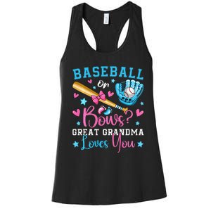 Baseball or Bows Great Grandma Loves You Cute Gender Reveal Women's Racerback Tank