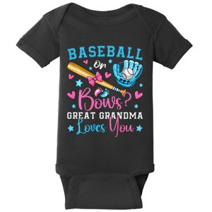 Baseball or Bows Great Grandma Loves You Cute Gender Reveal Baby Bodysuit