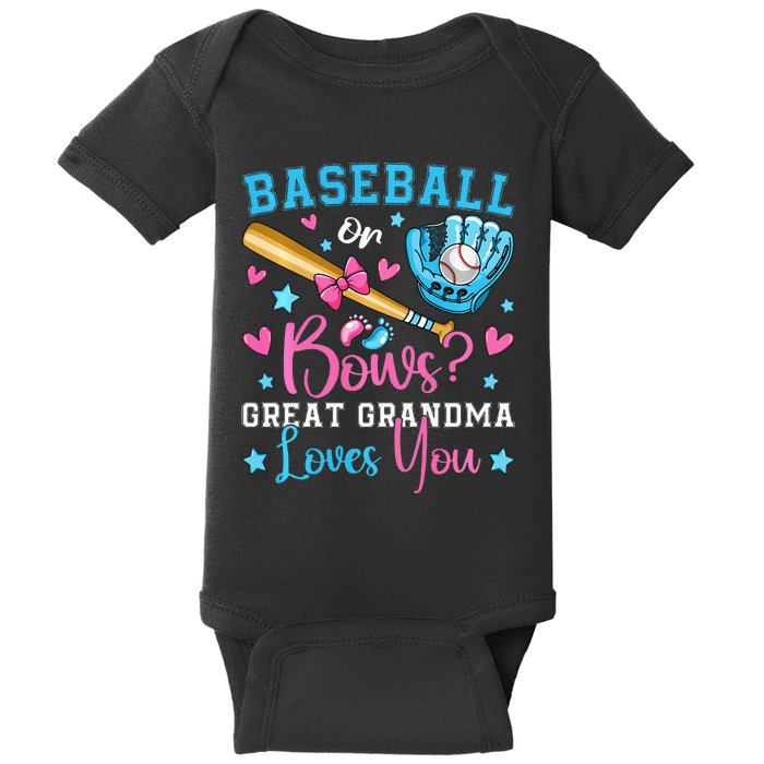 Baseball or Bows Great Grandma Loves You Cute Gender Reveal Baby Bodysuit