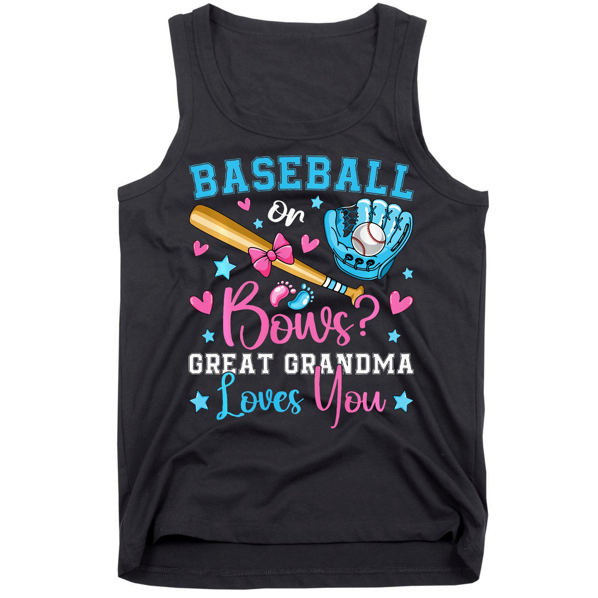 Baseball or Bows Great Grandma Loves You Cute Gender Reveal Tank Top
