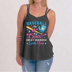 Baseball or Bows Great Grandma Loves You Cute Gender Reveal Women's Strappy Tank