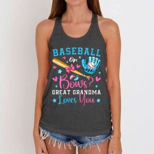 Baseball or Bows Great Grandma Loves You Cute Gender Reveal Women's Knotted Racerback Tank