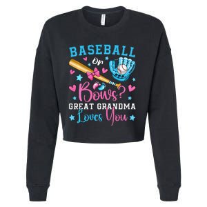 Baseball or Bows Great Grandma Loves You Cute Gender Reveal Cropped Pullover Crew