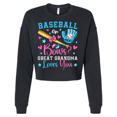 Baseball or Bows Great Grandma Loves You Cute Gender Reveal Cropped Pullover Crew