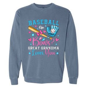 Baseball or Bows Great Grandma Loves You Cute Gender Reveal Garment-Dyed Sweatshirt