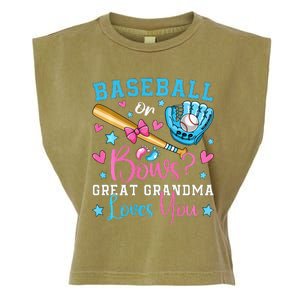 Baseball or Bows Great Grandma Loves You Cute Gender Reveal Garment-Dyed Women's Muscle Tee