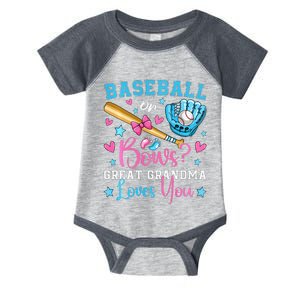 Baseball or Bows Great Grandma Loves You Cute Gender Reveal Infant Baby Jersey Bodysuit