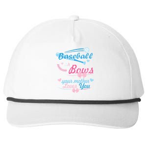 Baseball Or Bows Your Mother Loves You Gender Reveal Party Funny Gift Snapback Five-Panel Rope Hat