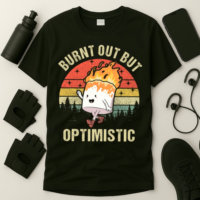 Burnt Out But Optimistic Funny Marshmallow For Camping Retro T-Shirt