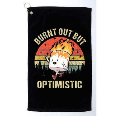 Burnt Out But Optimistic Funny Marshmallow For Camping Retro Platinum Collection Golf Towel