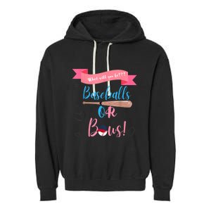 Baseball Or Bows Gender Reveal Garment-Dyed Fleece Hoodie