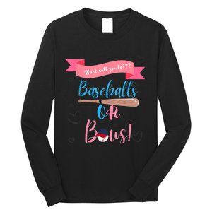 Baseball Or Bows Gender Reveal Long Sleeve Shirt