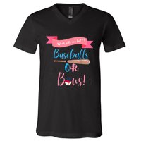 Baseball Or Bows Gender Reveal V-Neck T-Shirt