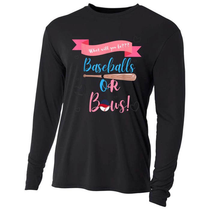 Baseball Or Bows Gender Reveal Cooling Performance Long Sleeve Crew