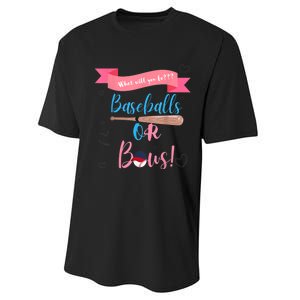 Baseball Or Bows Gender Reveal Performance Sprint T-Shirt