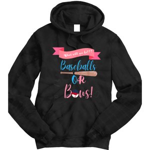 Baseball Or Bows Gender Reveal Tie Dye Hoodie