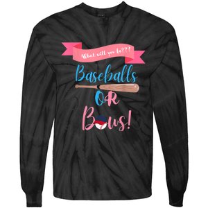 Baseball Or Bows Gender Reveal Tie-Dye Long Sleeve Shirt