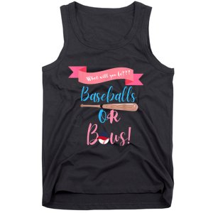 Baseball Or Bows Gender Reveal Tank Top