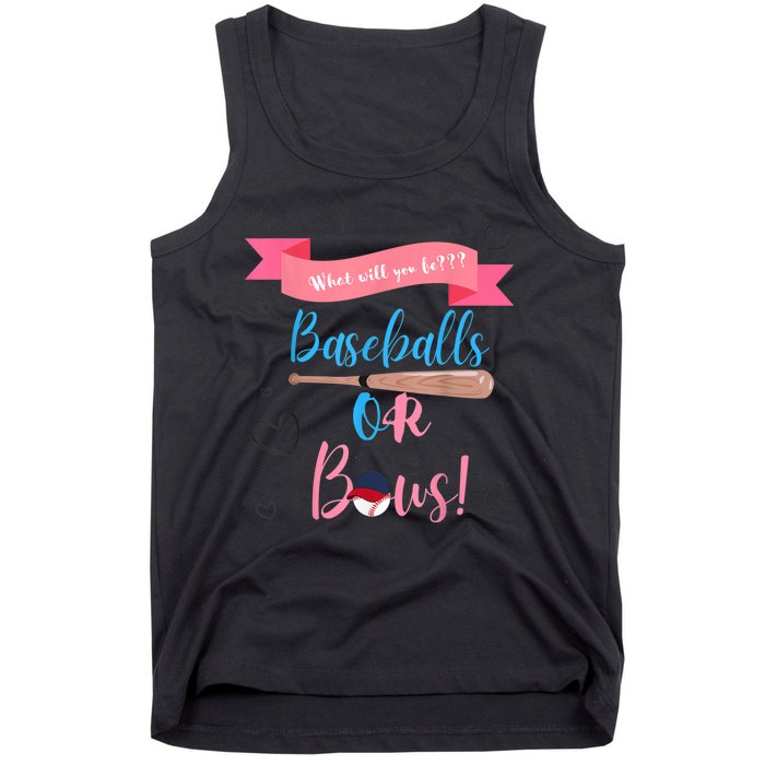 Baseball Or Bows Gender Reveal Tank Top