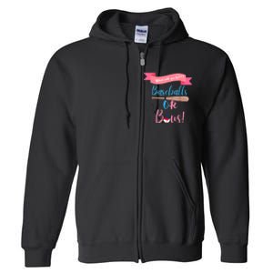 Baseball Or Bows Gender Reveal Full Zip Hoodie