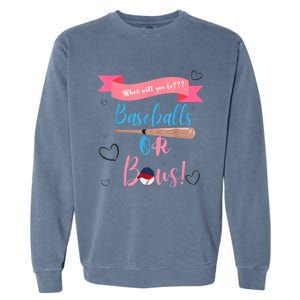 Baseball Or Bows Gender Reveal Garment-Dyed Sweatshirt