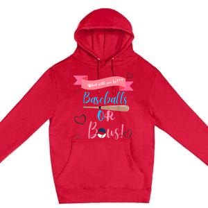 Baseball Or Bows Gender Reveal Premium Pullover Hoodie