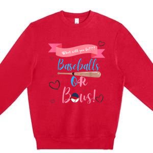 Baseball Or Bows Gender Reveal Premium Crewneck Sweatshirt