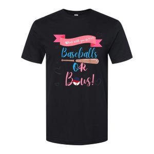 Baseball Or Bows Gender Reveal Softstyle CVC T-Shirt