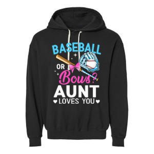 Baseball Or Bows Aunt Loves You Gender Reveal Garment-Dyed Fleece Hoodie