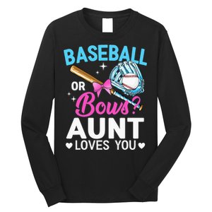 Baseball Or Bows Aunt Loves You Gender Reveal Long Sleeve Shirt