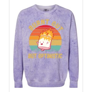 Burnt Out But Optimistic Funny Marshmallow Colorblast Crewneck Sweatshirt