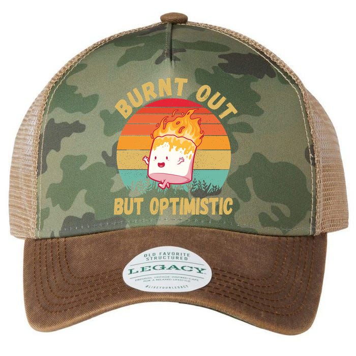 Burnt Out But Optimistic Funny Marshmallow Legacy Tie Dye Trucker Hat