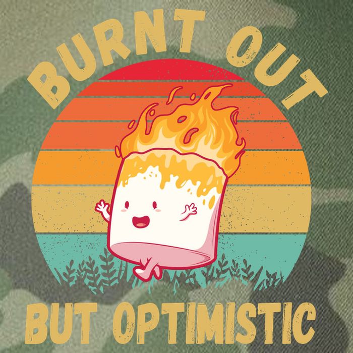 Burnt Out But Optimistic Funny Marshmallow Legacy Tie Dye Trucker Hat