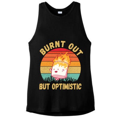 Burnt Out But Optimistic Funny Marshmallow Ladies PosiCharge Tri-Blend Wicking Tank