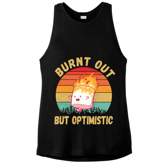 Burnt Out But Optimistic Funny Marshmallow Ladies PosiCharge Tri-Blend Wicking Tank