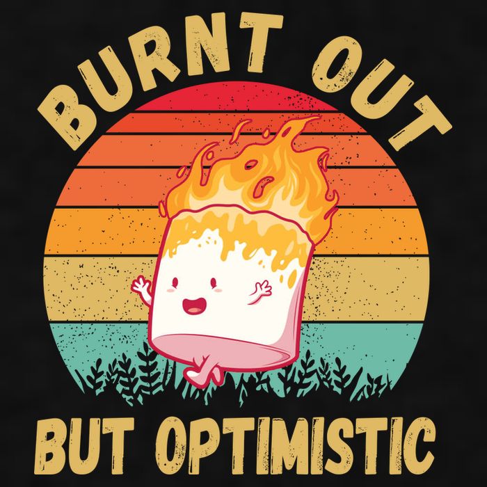 Burnt Out But Optimistic Funny Marshmallow Ladies PosiCharge Tri-Blend Wicking Tank