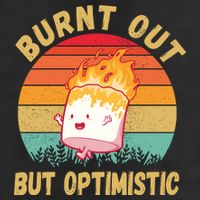 Burnt Out But Optimistic Funny Marshmallow 7 Panel Mesh Trucker Snapback Hat