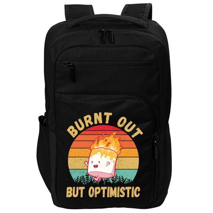 Burnt Out But Optimistic Funny Marshmallow Impact Tech Backpack